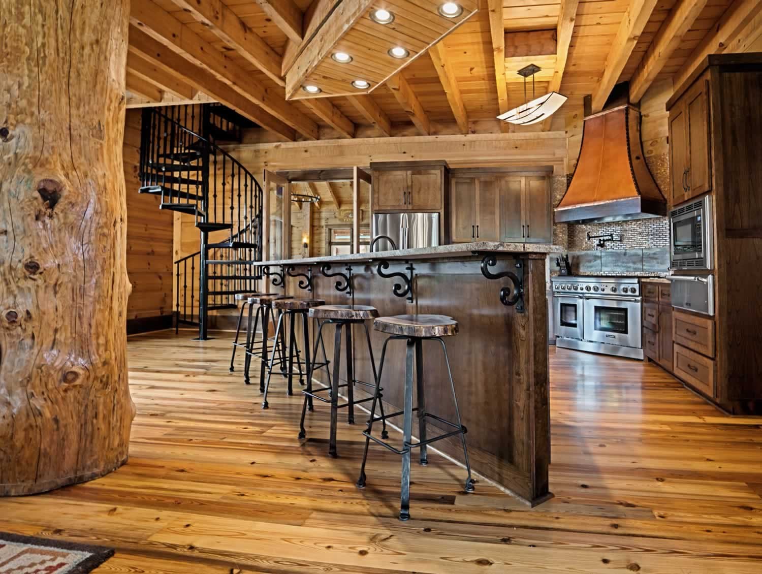 Beautiful leather-like granite in a deep rich and earthy kitchen